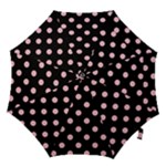 Polka Dots - Pink on Black Hook Handle Umbrella (Medium)
