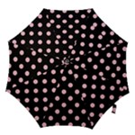 Polka Dots - Pink on Black Hook Handle Umbrella (Small)