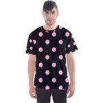 Polka Dots - Cherry Blossom Pink on Black Men s Sport Mesh Tee