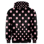 Polka Dots - Cherry Blossom Pink on Black Men s Zipper Hoodie