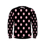 Polka Dots - Cherry Blossom Pink on Black Kid s Sweatshirt