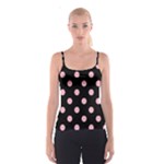Polka Dots - Cherry Blossom Pink on Black Spaghetti Strap Top