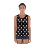 Polka Dots - Cherry Blossom Pink on Black Women s Sport Tank Top