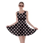 Polka Dots - Cherry Blossom Pink on Black Skater Dress
