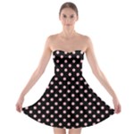 Polka Dots - Cherry Blossom Pink on Black Strapless Bra Top Dress