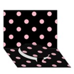 Polka Dots - Cherry Blossom Pink on Black Circle Bottom 3D Greeting Card (7x5)