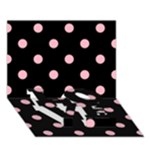 Polka Dots - Cherry Blossom Pink on Black LOVE Bottom 3D Greeting Card (7x5)