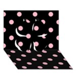 Polka Dots - Cherry Blossom Pink on Black Clover 3D Greeting Card (7x5)