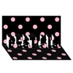 Polka Dots - Cherry Blossom Pink on Black BEST SIS 3D Greeting Card (8x4)