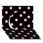 Polka Dots - Cherry Blossom Pink on Black Circle 3D Greeting Card (7x5)