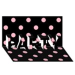 Polka Dots - Cherry Blossom Pink on Black PARTY 3D Greeting Card (8x4)