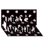 Polka Dots - Cherry Blossom Pink on Black Best Wish 3D Greeting Card (8x4)