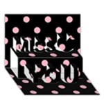 Polka Dots - Cherry Blossom Pink on Black Miss You 3D Greeting Card (7x5)