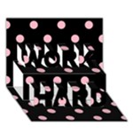 Polka Dots - Cherry Blossom Pink on Black WORK HARD 3D Greeting Card (7x5)
