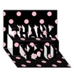 Polka Dots - Cherry Blossom Pink on Black THANK YOU 3D Greeting Card (7x5)