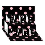 Polka Dots - Cherry Blossom Pink on Black TAKE CARE 3D Greeting Card (7x5)