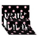 Polka Dots - Cherry Blossom Pink on Black You Did It 3D Greeting Card (7x5)