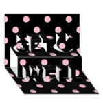 Polka Dots - Cherry Blossom Pink on Black Get Well 3D Greeting Card (7x5)