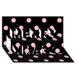 Polka Dots - Cherry Blossom Pink on Black Merry Xmas 3D Greeting Card (8x4)