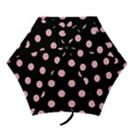 Polka Dots - Cherry Blossom Pink on Black Mini Umbrella