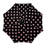 Polka Dots - Cherry Blossom Pink on Black Golf Umbrella