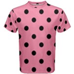 Polka Dots - Black on Flamingo Pink Men s Cotton Tee