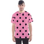 Polka Dots - Black on Flamingo Pink Men s Sport Mesh Tee