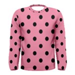 Polka Dots - Black on Flamingo Pink Men s Long Sleeve T-shirt