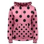 Polka Dots - Black on Flamingo Pink Women s Pullover Hoodie