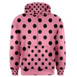 Polka Dots - Black on Flamingo Pink Men s Zipper Hoodie