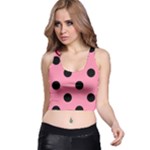 Polka Dots - Black on Flamingo Pink Racer Back Crop Top