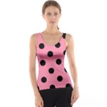 Polka Dots - Black on Flamingo Pink Tank Top