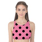 Polka Dots - Black on Flamingo Pink Tank Bikini Top