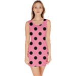 Polka Dots - Black on Flamingo Pink Bodycon Dress
