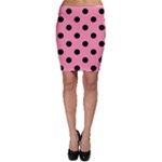 Polka Dots - Black on Flamingo Pink Bodycon Skirt