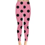 Polka Dots - Black on Flamingo Pink Women s Leggings