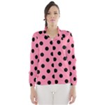 Polka Dots - Black on Flamingo Pink Wind Breaker (Women)