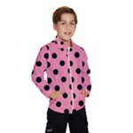 Polka Dots - Black on Flamingo Pink Wind Breaker (Kids)