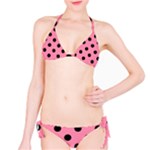 Polka Dots - Black on Flamingo Pink Bikini Set