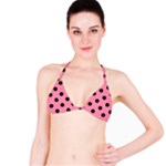 Polka Dots - Black on Flamingo Pink Bikini Top