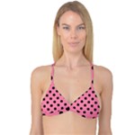 Polka Dots - Black on Flamingo Pink Reversible Tri Bikini Top