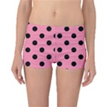 Polka Dots - Black on Flamingo Pink Boyleg Bikini Bottoms