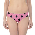 Polka Dots - Black on Flamingo Pink Hipster Bikini Bottoms