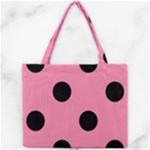 Polka Dots - Black on Flamingo Pink Mini Tote Bag