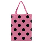 Polka Dots - Black on Flamingo Pink Classic Tote Bag