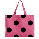 Polka Dots - Black on Flamingo Pink Zipper Mini Tote Bag