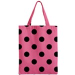 Polka Dots - Black on Flamingo Pink Zipper Classic Tote Bag