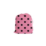 Polka Dots - Black on Flamingo Pink Drawstring Pouch (XS)