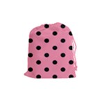 Polka Dots - Black on Flamingo Pink Drawstring Pouch (M)