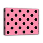 Polka Dots - Black on Flamingo Pink Deluxe Canvas 16  x 12  (Stretched)